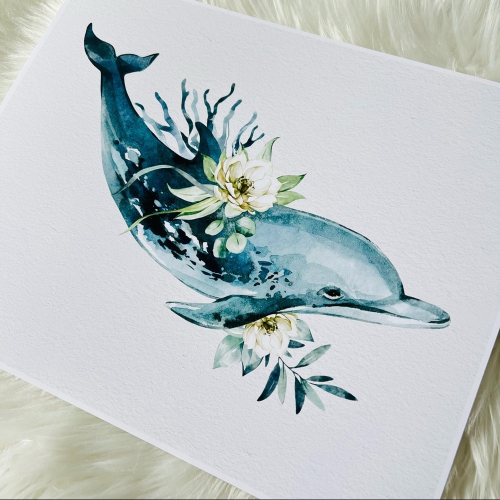 Wall Art Watercolor Dolphin Print Poster Unframed - Picture 15 of 16